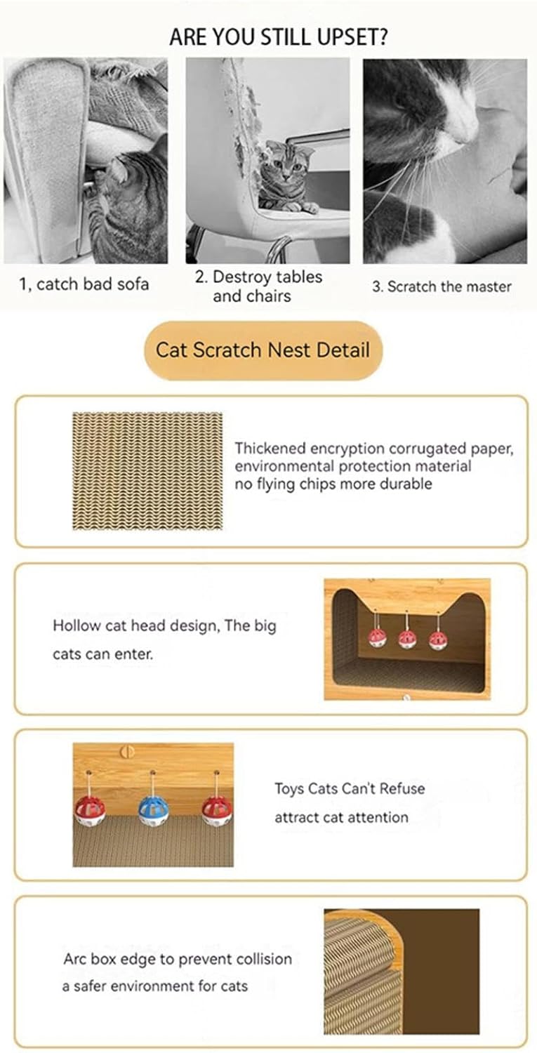 review Cat Cardboard House Even A Scratching Post is A Cat Nest, Cat Hideaway Free Bell Ball When Ordering ， Cat Scratch Toys Cat Houses for Indoor Cats