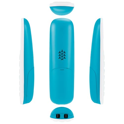 Teléfono inalámbrico PDX DECT 300BW azul con tecnología de gran alcance 6