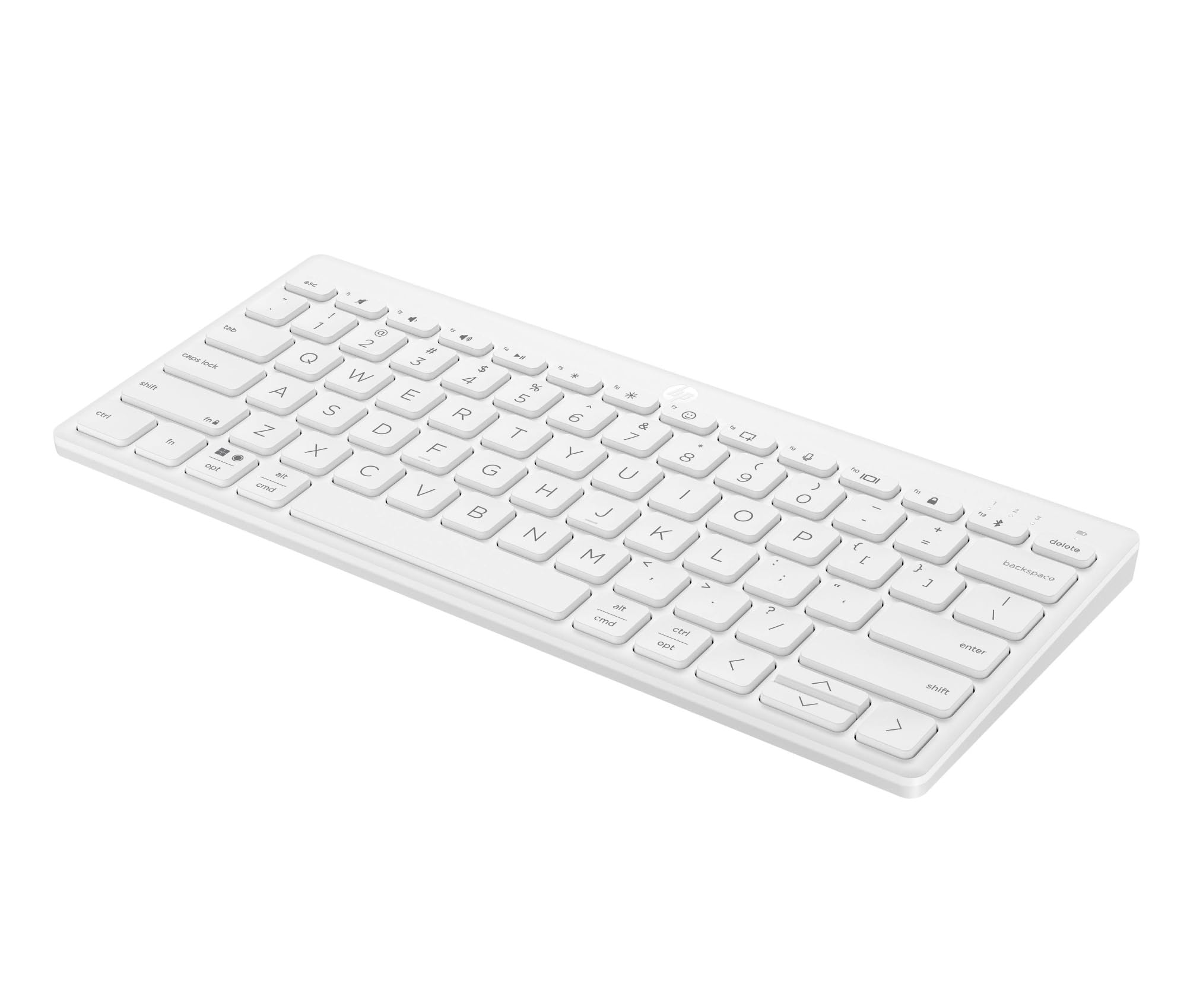 HP 350 Tastiera Wireless e Bluetooth 5.2, Connessione Multi-dispositivo, Qwerty, Layout Italiano, Emoji, Autonomia fino a 2 anni, Compatibile con Windows, Android, Chrome OS, MacOS, iPadOS, Bianca