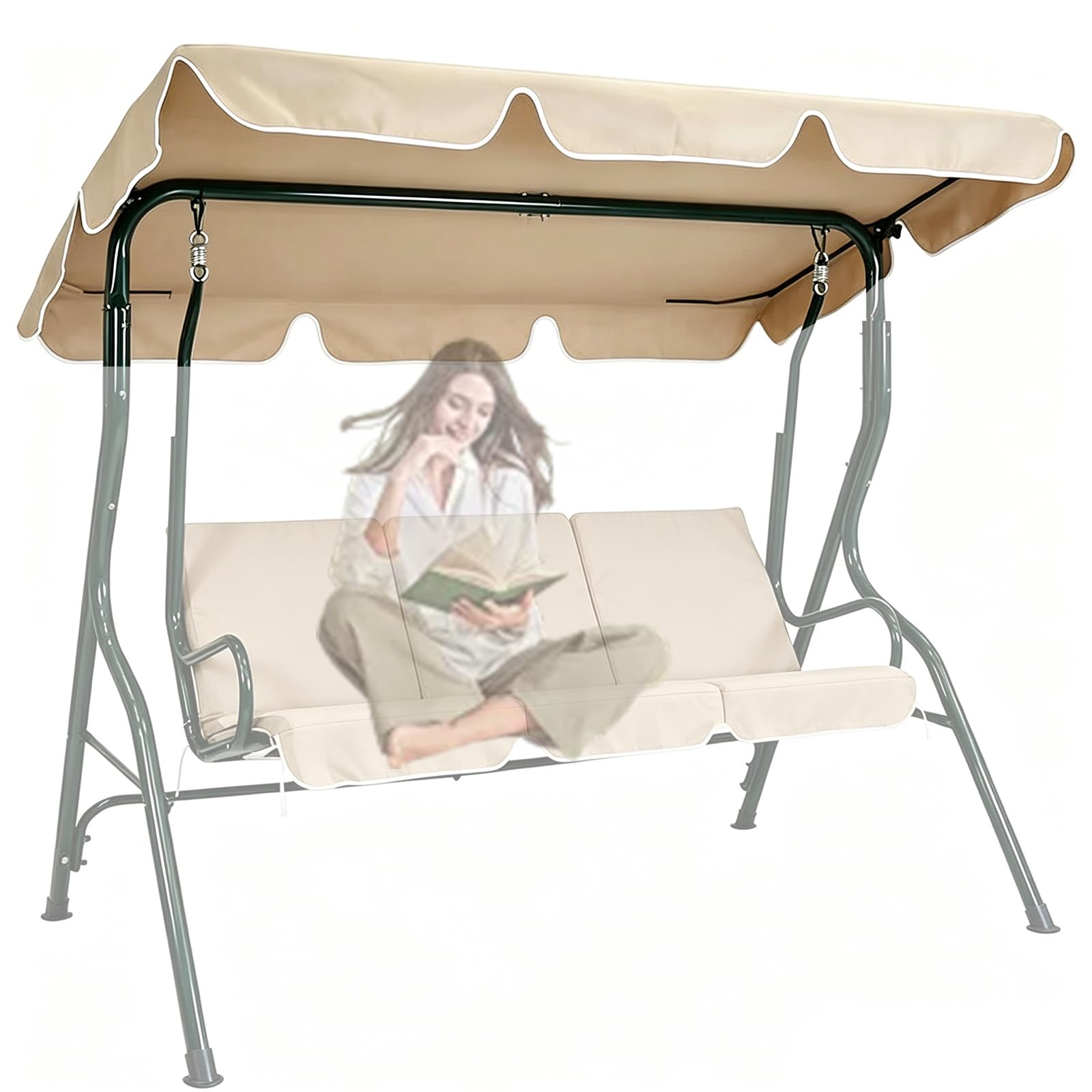 Tettuccio per Dondolo da Giardino, Adatto per Le Coperture delle Altalene da Giardino A 2/3 Posti, Adatto per Altalene da Veranda,Beige,55.9 * 47.2 * 5.9in