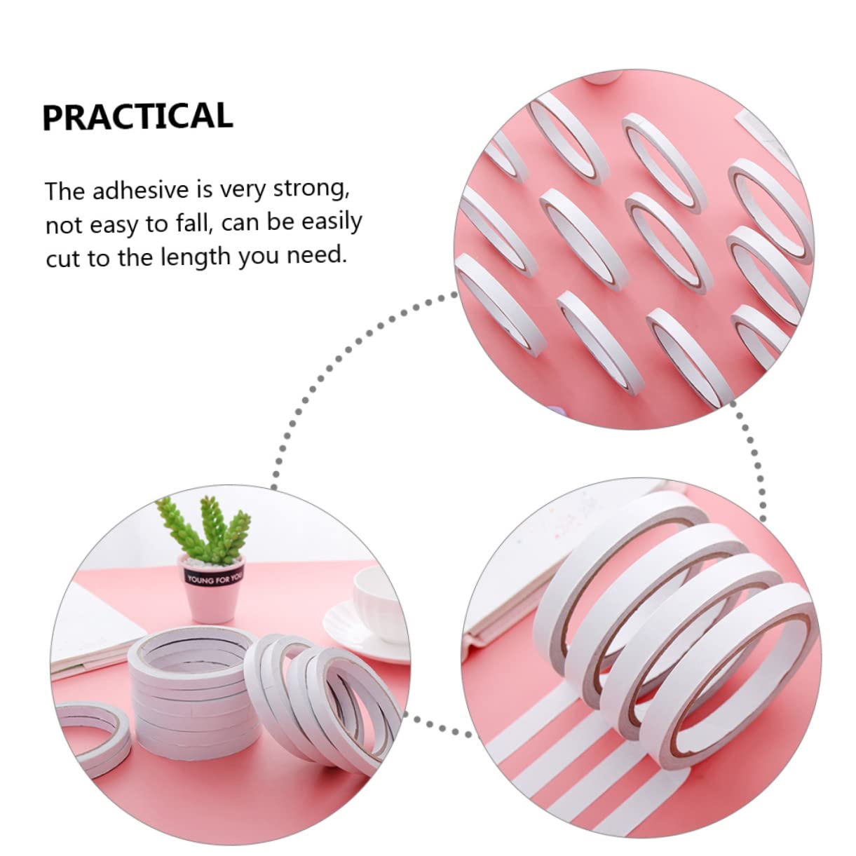 HOMSFOU 3 Sätze Doppelseitiges Klebeband Haftend Transparent Für Büro Basteln Vielseitig Einsetzbar Selbstklebend Einfache Anwendung 9 Rollen * 3