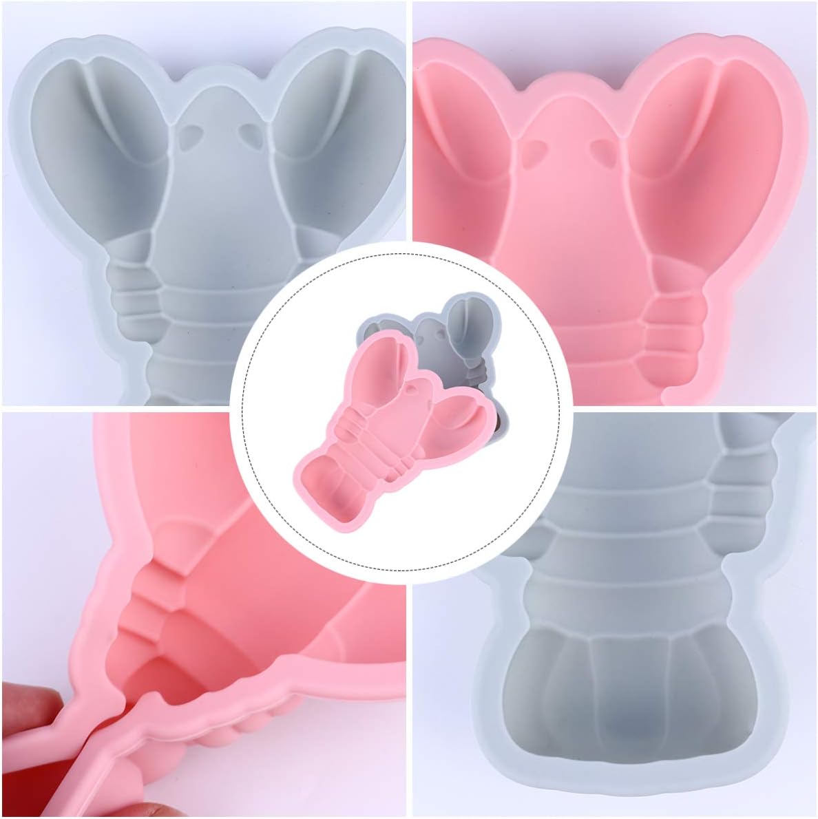 Hemoton 2pcs Lobster Shaped Cake Soap Silicone Mold Crayon Cake Jello Chocolate Cookies Candy Mold for Baking