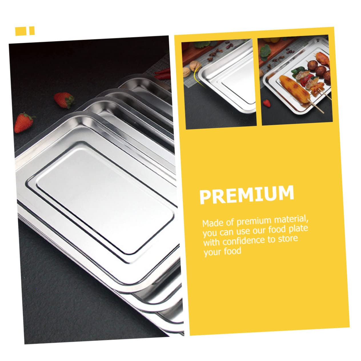 10 Pezzi Vassoio Piatti Per Antipasti Set Di Piatti Per Bambini Grandi Piatti Campeggio Per Barbecue, Snack, Cibo Merenda Acciaio Inossidabile Piastra Grill Piatto Fondo Banchetto