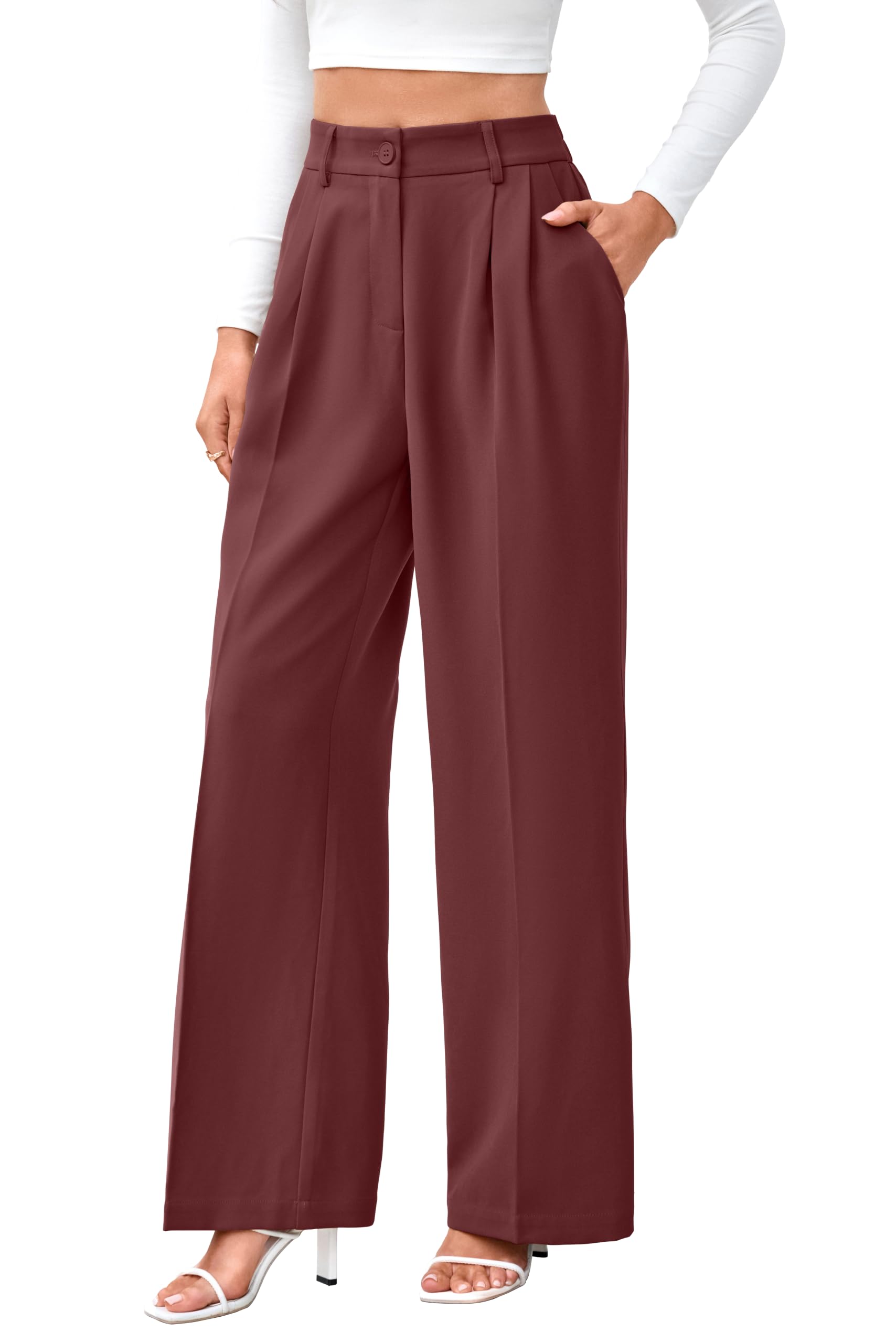 FUNYYZO Wide Leg Dress Pants for Women Work Slacks Business Casual Outfits