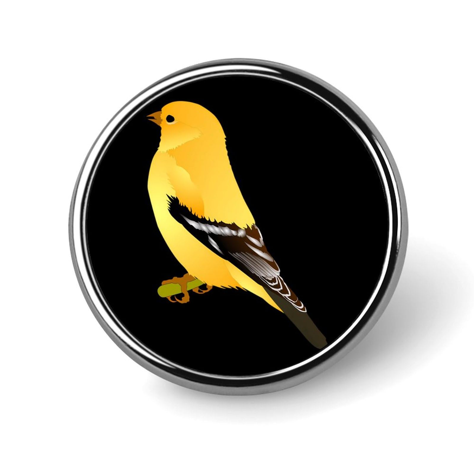 Washington Goldfinch Birds Unisex Novelty Brooches & Pins Round Metal Lapel Badge for Clothing Shawl Hat