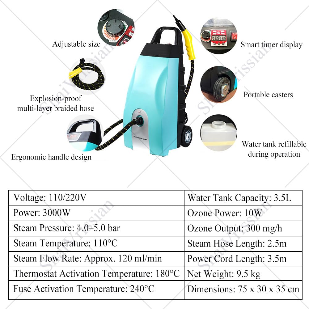 Limpiador a Vapor Comercial Alta Potencia,Hidrolimpiadora a Vapor Portátil Mano,Vapor Continuo,Calentamiento Rápido,para Restaurantes,Coches,Azulejos Y Tapicerías Yellow