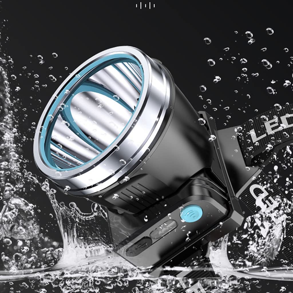 Linterna Frontal Linterna Frontal LED Luz Fuerte de inducción Carga de Faros Batería de Larga duración Montado en la Cabeza Luz Azul al Aire Libre Lámpara de Pesca Nocturna Especial Lámpara