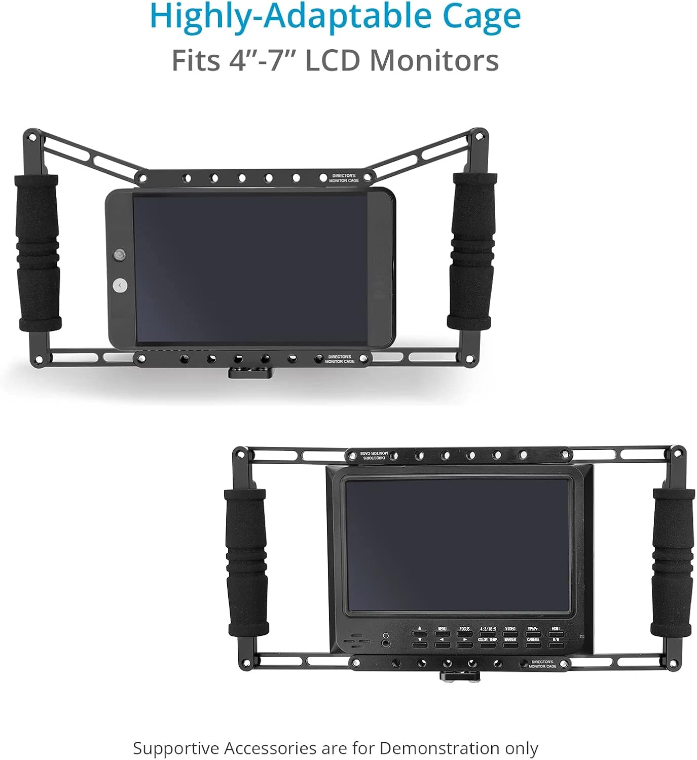 PROAIM Director's Cage for 4”-7” LCD Camera Monitors. Integrated Battery Plate, Neck Strap & Handgrips. Wireless Monitoring Solution (P-DMC-01)