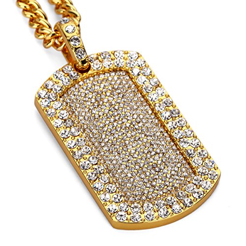 Collier rappeur hip hop or 18 carats anti-ternissement pendentif