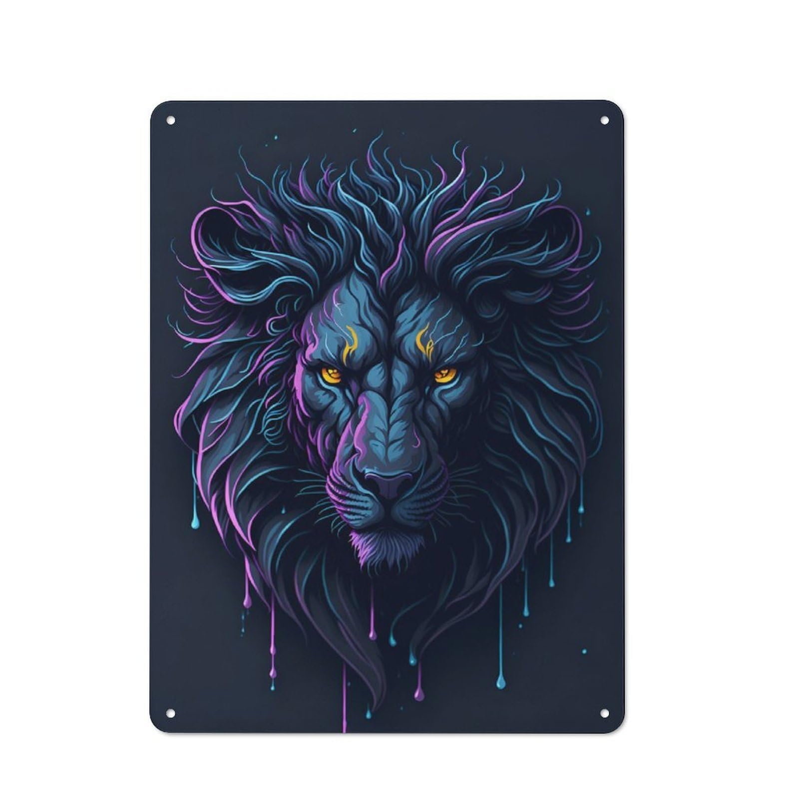 Metal Plaque 40x30cm with Lion Head for Garage Wall, Vintage Decor, for Vintage Wall Decor Fans, for Metal Sign Collectors
