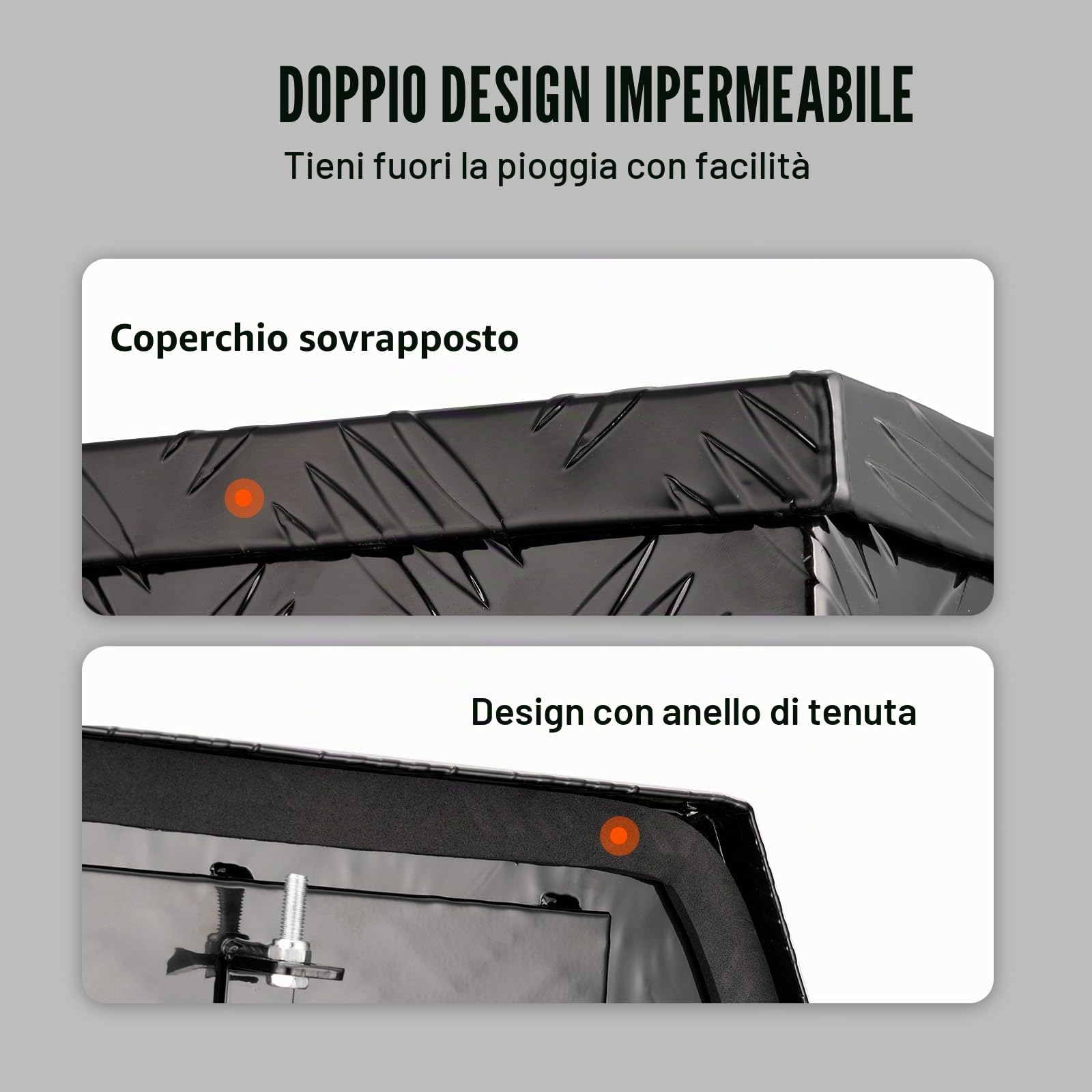 VEVOR Scatola per Lingua per Rimorchio, Cassetta per Attrezzi con Piastra diamantata in Lega di Alluminio, Scatola per Rimorchio per Carichi Pesanti con Serratura e Chiavi, Camper 39"x16.5"x12