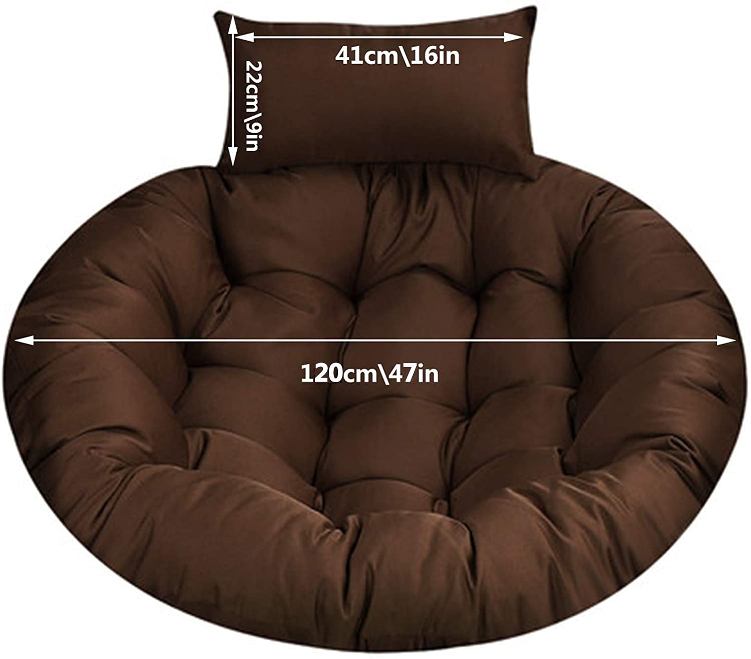 Coussin Rond pour Fauteuil Rotin, éPais Coussin pour Fauteuil Suspendu Exterieur Jardin, Lavable Coussin de Chaise Suspendue, AntidéRapant Coussin pour Hamac Chaise SuspenduBeige