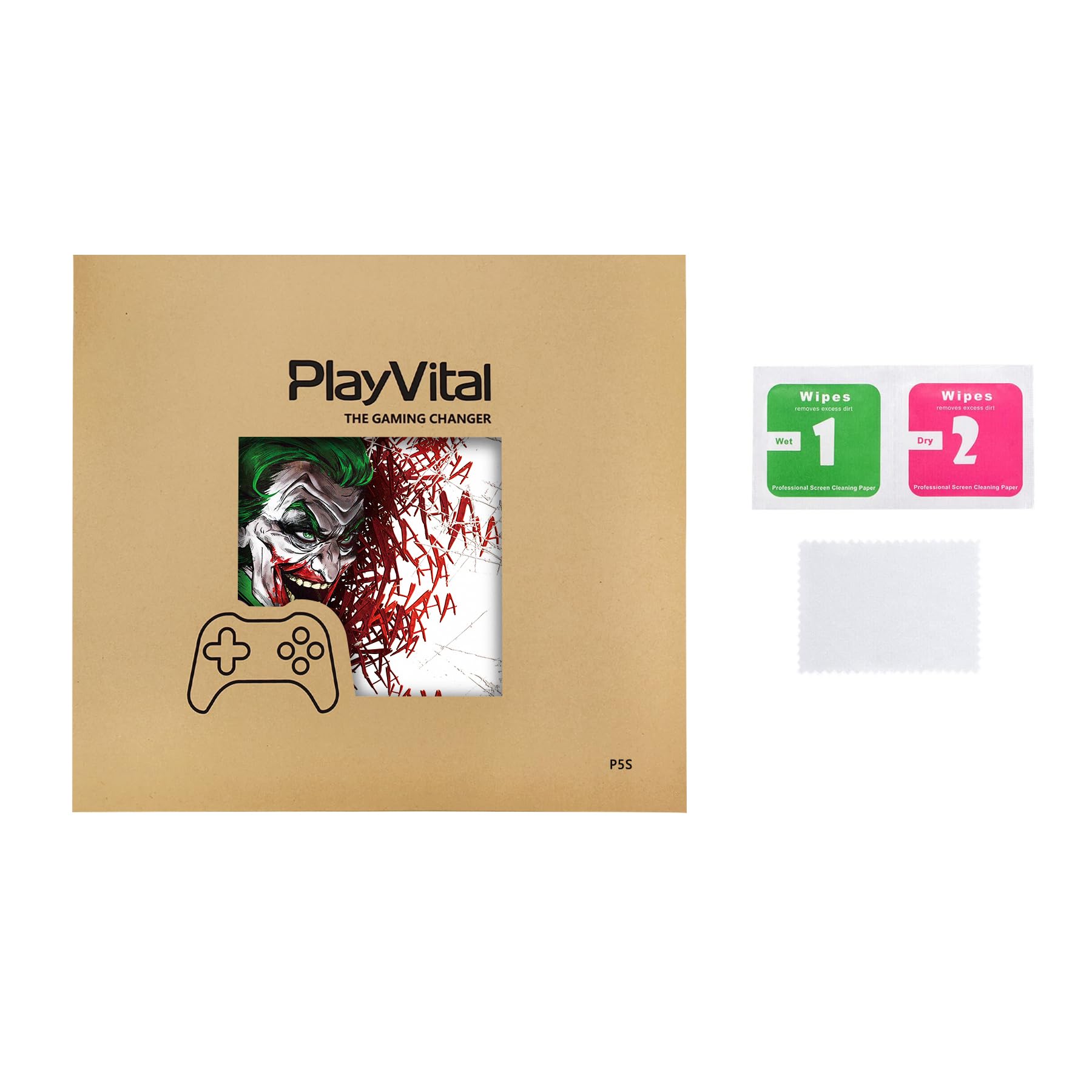 PlayVital Naklejka Akcesoria do ps5 Slim Konsola Zestawy Skórek do ps5 Slim Disc Edition Sticker do ps5 Kontroler&Stacja ładowania&Zestaw Słuchawkowy&Media Remote-Klaun Hahaha