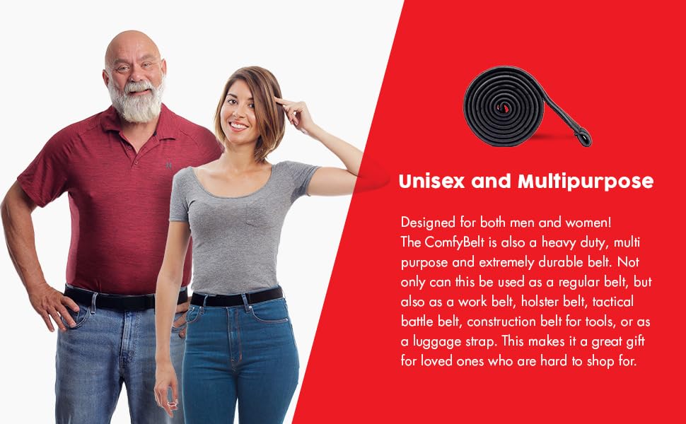 ComfyBelt No Buckle Elastic Stretch Belts for Men and Women, Comfortable Invisible Belts - 1.5 inches Black2