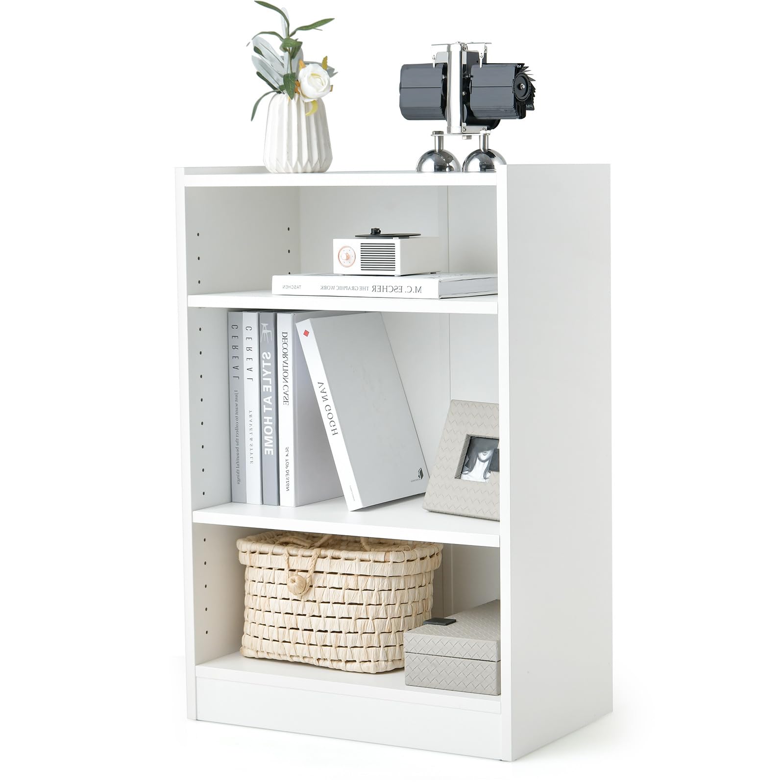 MAT EXPERT 3 Shelf Bookcase, Floor Standing Cube Storage Organizer with Adjustable Shelves, Anti-Tipping Device, Modern 3 Cube Small Bookshelf for