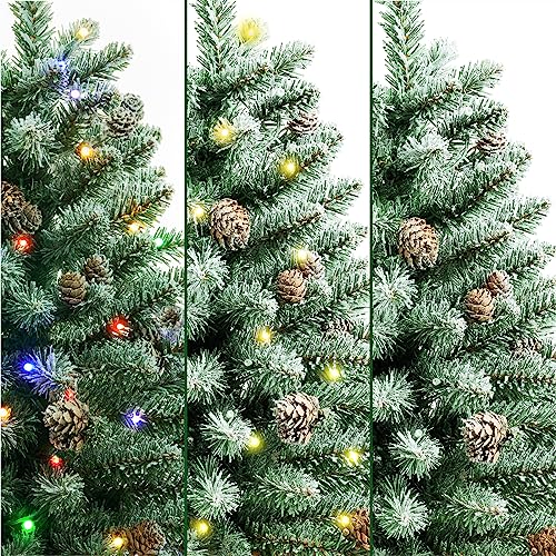 Mini árvores de Natal de 60 cm com base de arco vermelho, 25 luzes LED F5, árvores de Natal artifici