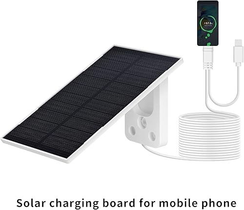 Miniatura 2 de Panel solar impermeable portátil de 3 W 5 V con soporte ajustable micro USB y tipo C de 6 pies para cámara de seguridad de anillo al aire libre,