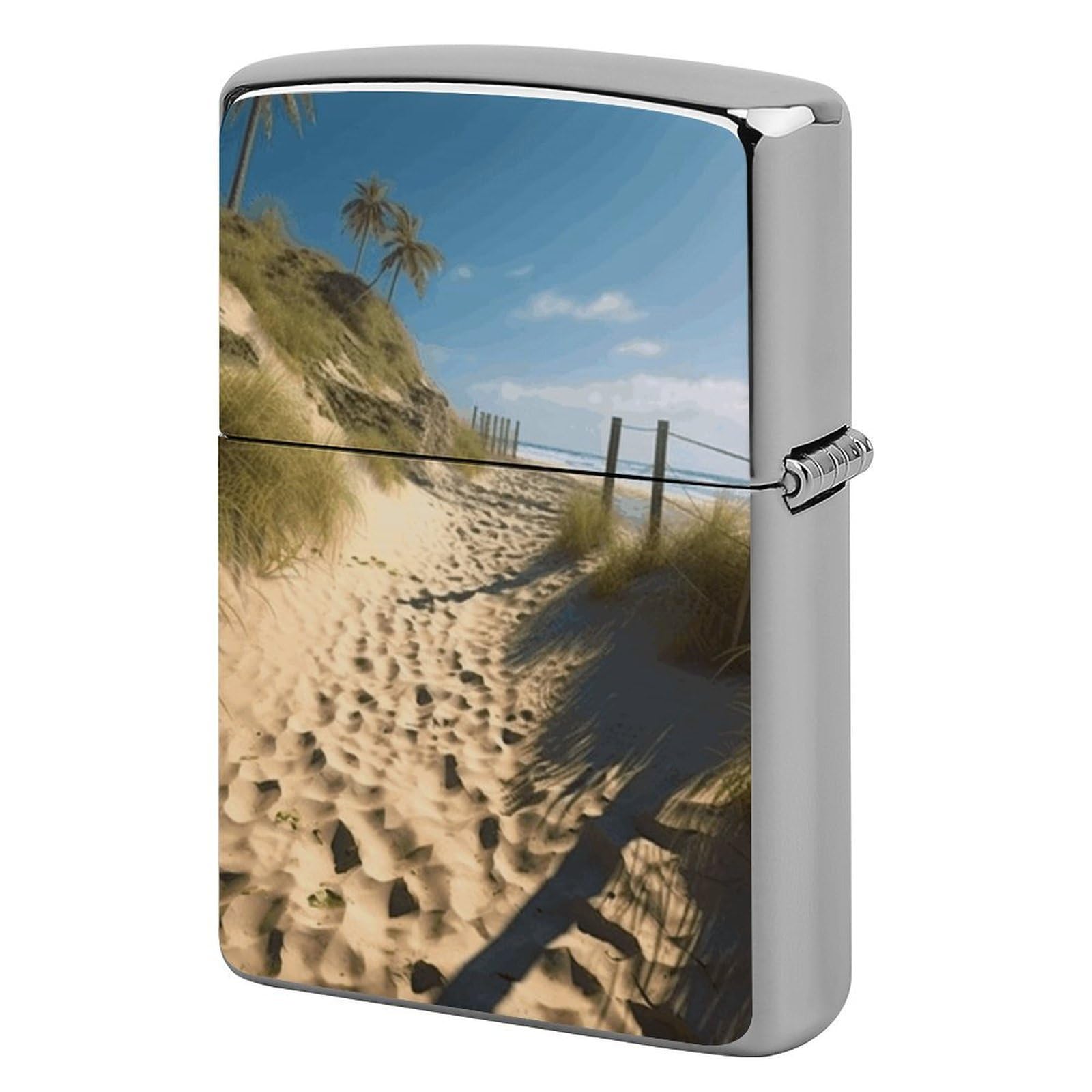 Beach Themed Lighter Case for Men, Personalized Lighter Cover for Valentine's Day Gifts, Flip-Top Lighters Shell for Outdoor, Portable Lighters Protective Sleeve