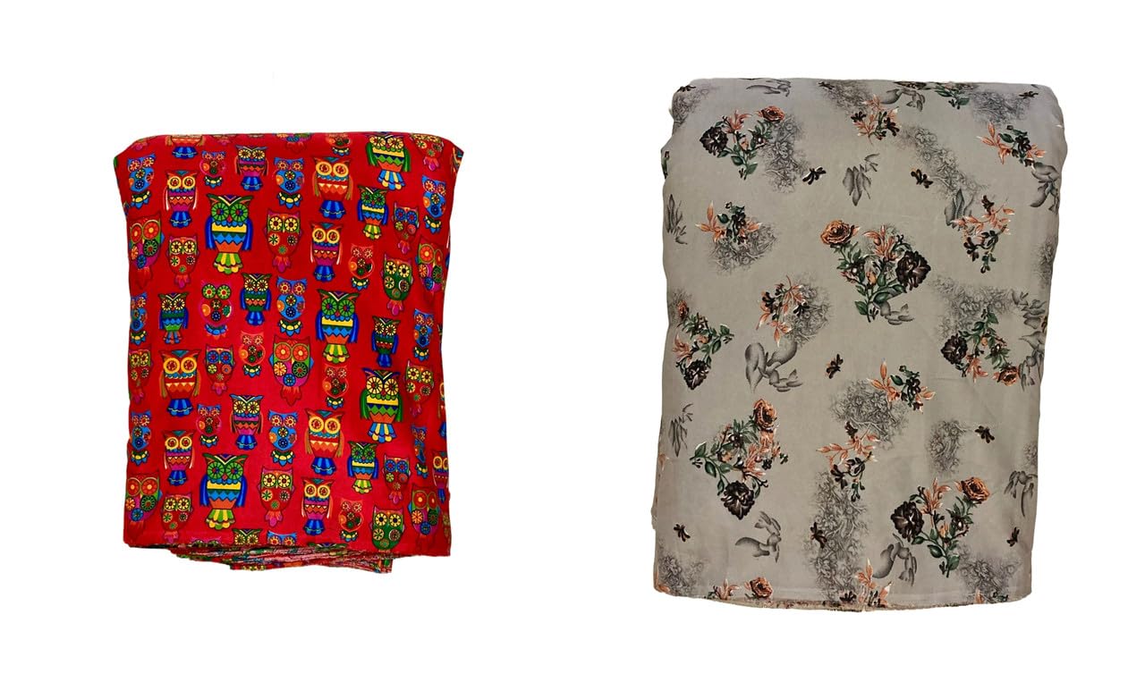 GenericLILABA Crepe Printed Multi-purpose Fabric (F-Lilaba-808)