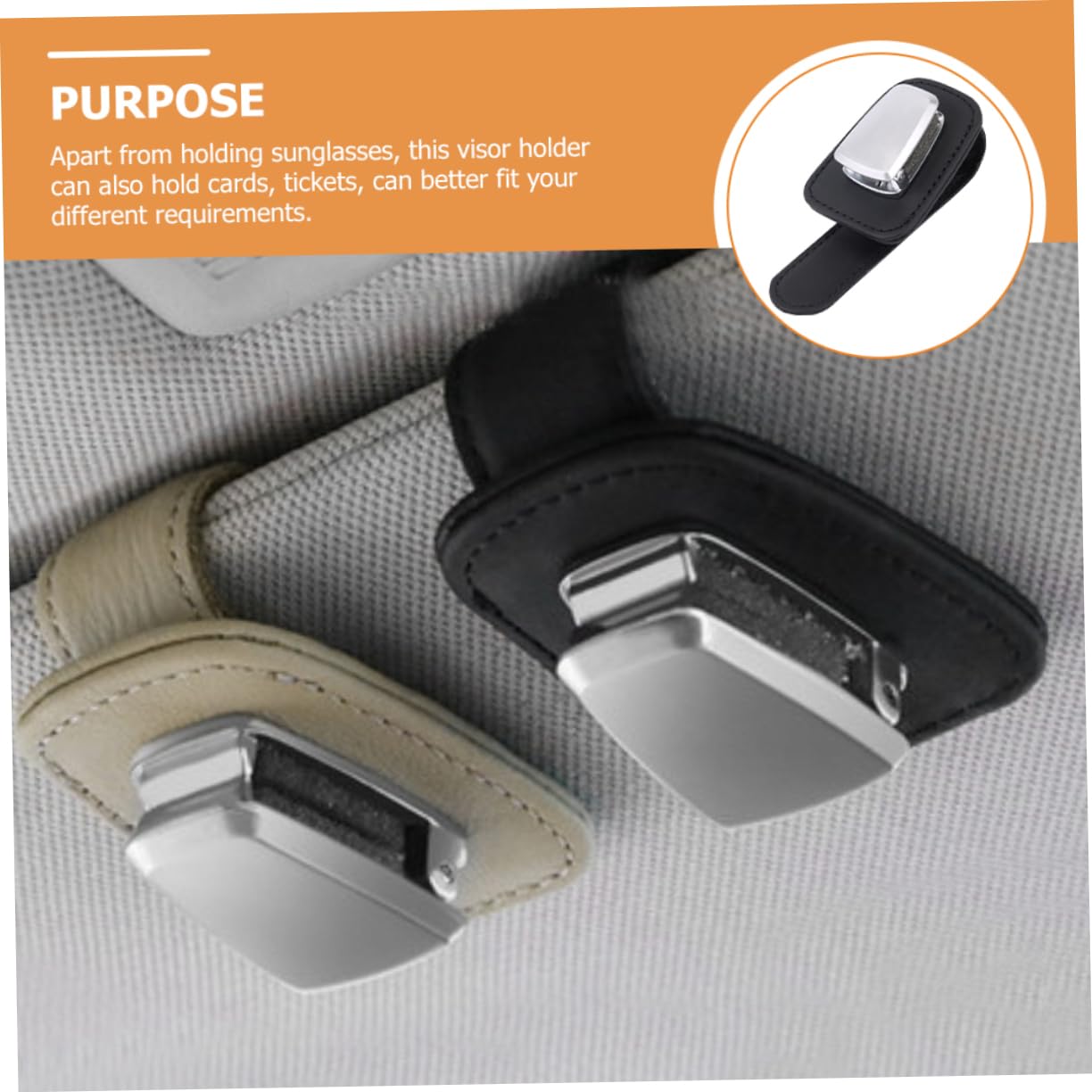 SOLUSTRE 4pezzi Supporto Occhiali Per Auto Pelle Clip Visiera Per Occhiali Da Sole e Biglietti Accessorio Pratico e Multifunzionale Per Veicoli