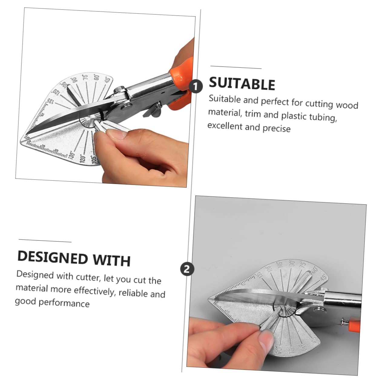 WOONEKY Tijeras Herramienta Manual de Acero y Pvc para Canaletas Multiángulo Ángulo de Corte Ajustable Naranja para Carpintería y Molduras de Madera