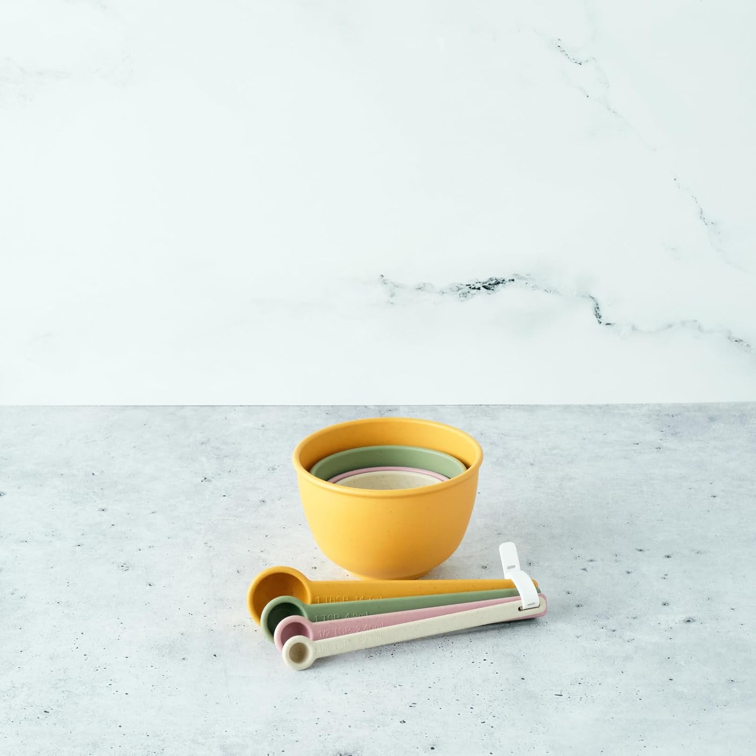 Bamboozle Astrik Baking Bundle | 5 Piece Mixing Bowl Set | Measuring Cups and Spoons | Cooking and Meal Prep | Dishwasher Safe | Microwave Safe | Desert Bloom