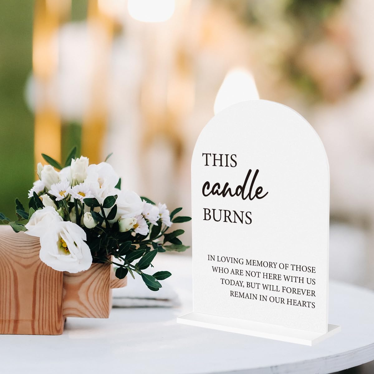 This Candle Burns In Loving Memory Wedding Sign Memory Table Sign for Wedding Engagement Bridal Shower Baby Shower Ceremony Reception Event Party Acrylic Decor 5"x7" image 3