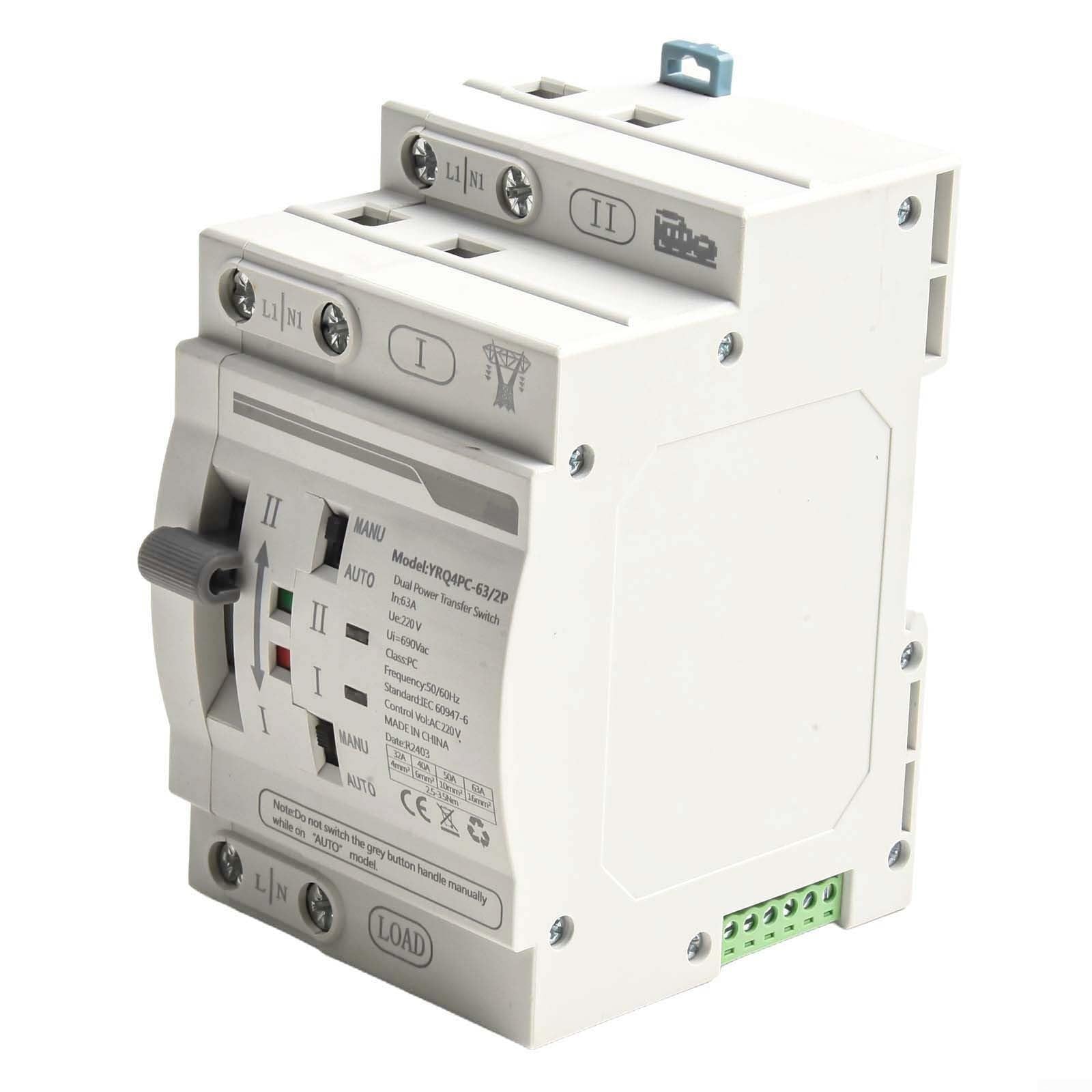 1PCS per ATS Dual Power Automatic Transfer Switch 3263A supporto di funzionamento stabile sotto frequenza 50/60Hz con tecnologia di commutazione di alimentazione sicura 220V (2P 63A)