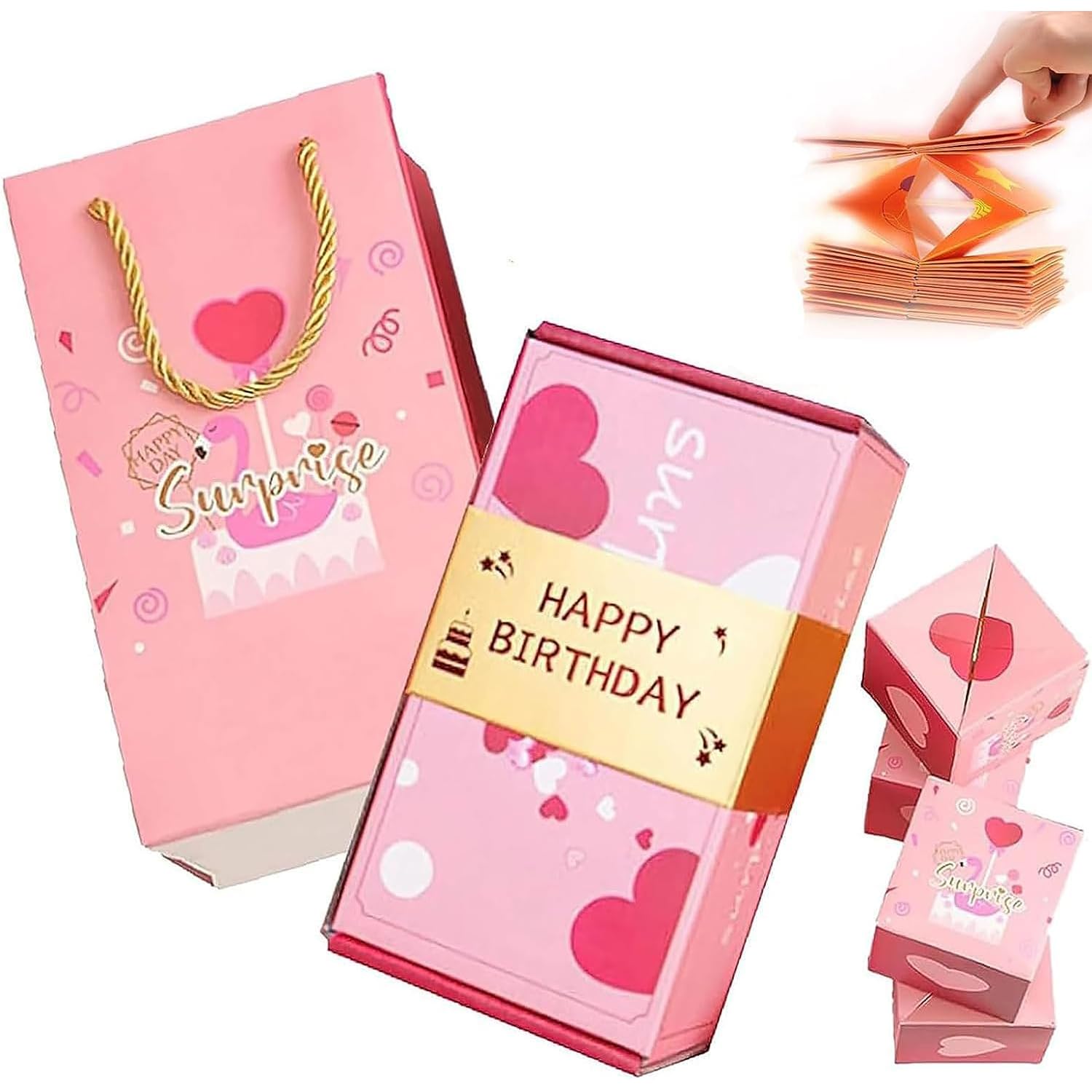 Uezeth Explosion Gift Box, Surprise Box Gift Box, Pop-Up Explosion Gift Box, Surprise Box, Pop-Up Explosion Gift Box, DIY Photo Folding Gift Box Photo Album for Birthday Gifts (10 PCS, B)