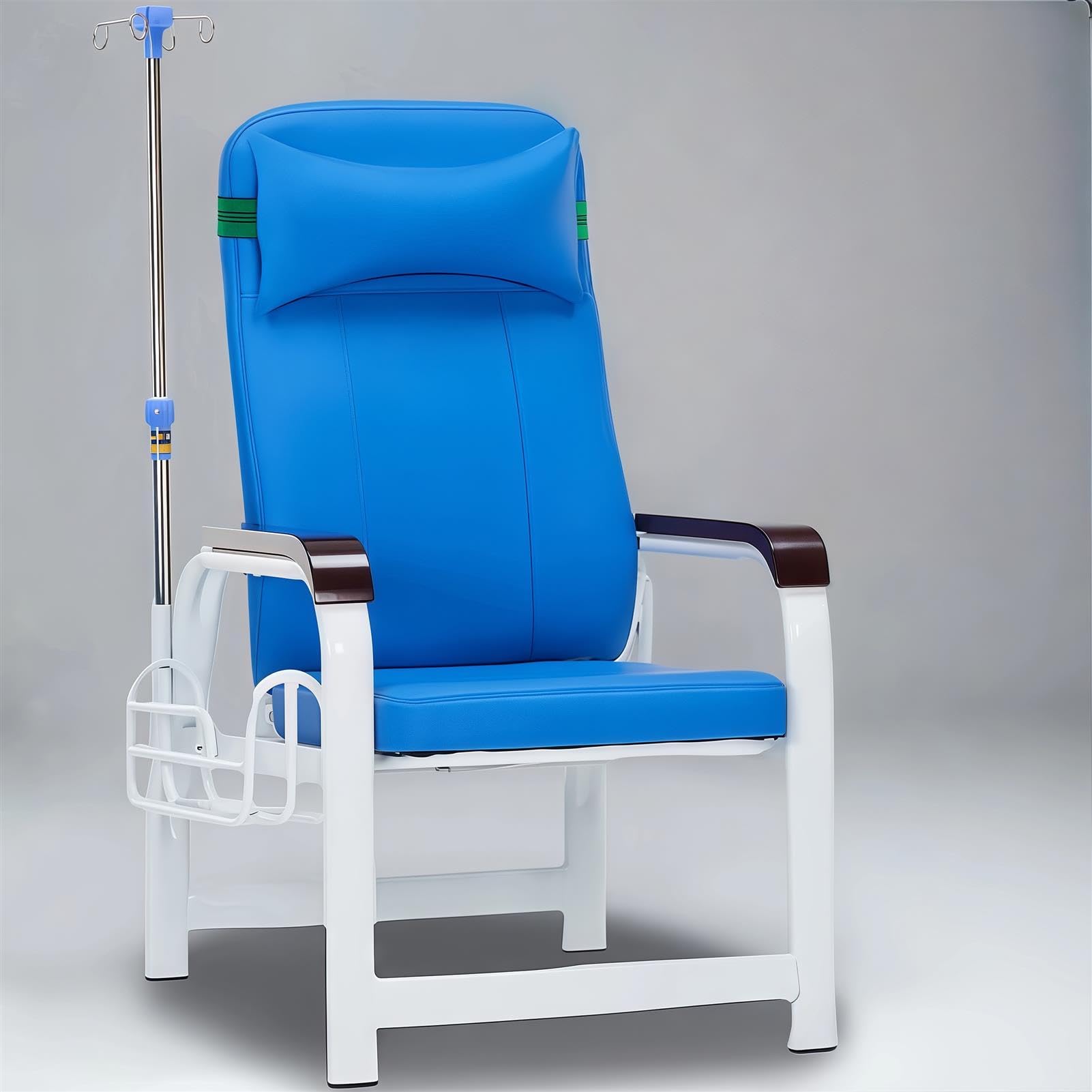 Sedia medica reclinabile con design regolabile e contenitore per uso sanitario e domestico