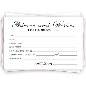 Advice and Wishes Cards for the New Couples Mr and Mrs, Bride and Groom, Newlyweds, Perfect 50 Pcs Wedding Advice Cards for the Wedding Reception Decorations/Bridal Shower Party