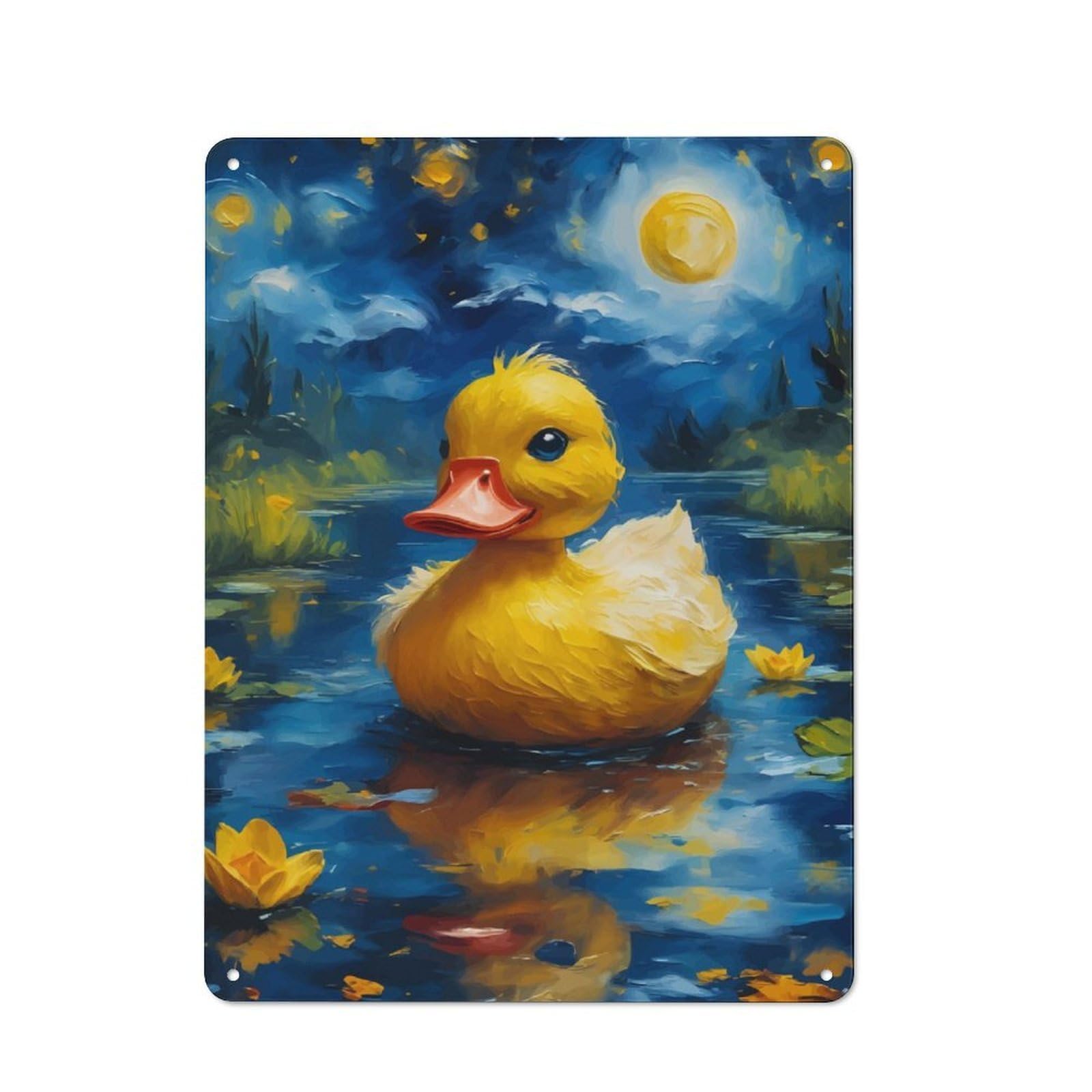 Industrial Duck And Starry Night Retro Metal Sign 40x30cm, Shed Wall Plaque for Garage, Workshop, Shed Or Utility Room