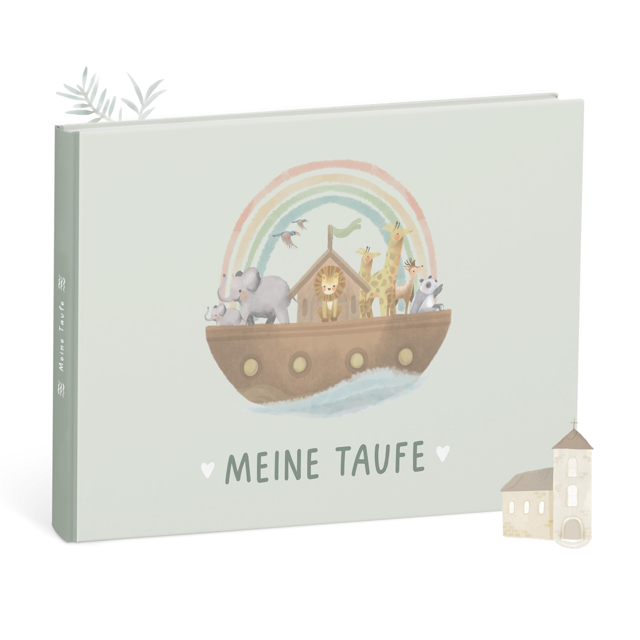 mintkind Erinnerungsalbum Taufbuch Meine Taufe Arche Salbei – Geschenk zur Taufe für Jungen und Mädchen – Geschenk von Patentante oder Patenonkel – liebevoll gestaltetes Buch für besondere Momente