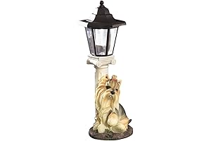Bits and Pieces Solar Yorkie Lantern with LED Accent Light - Garden Dog Sculpture