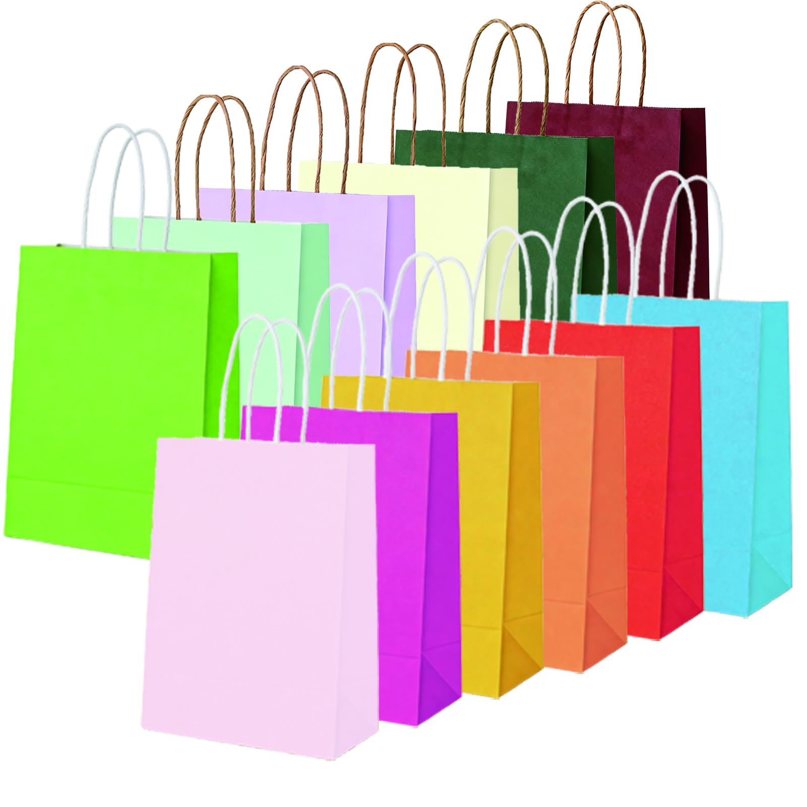 X-YSUNEAS 24 PCS Colors Paper Gift Bags with Handles, 22x16x8 cm Small Gift Party Bags Kraft Paper Shopping Bags for Birthday, Wedding, Gift Wrapping, Party Supplies