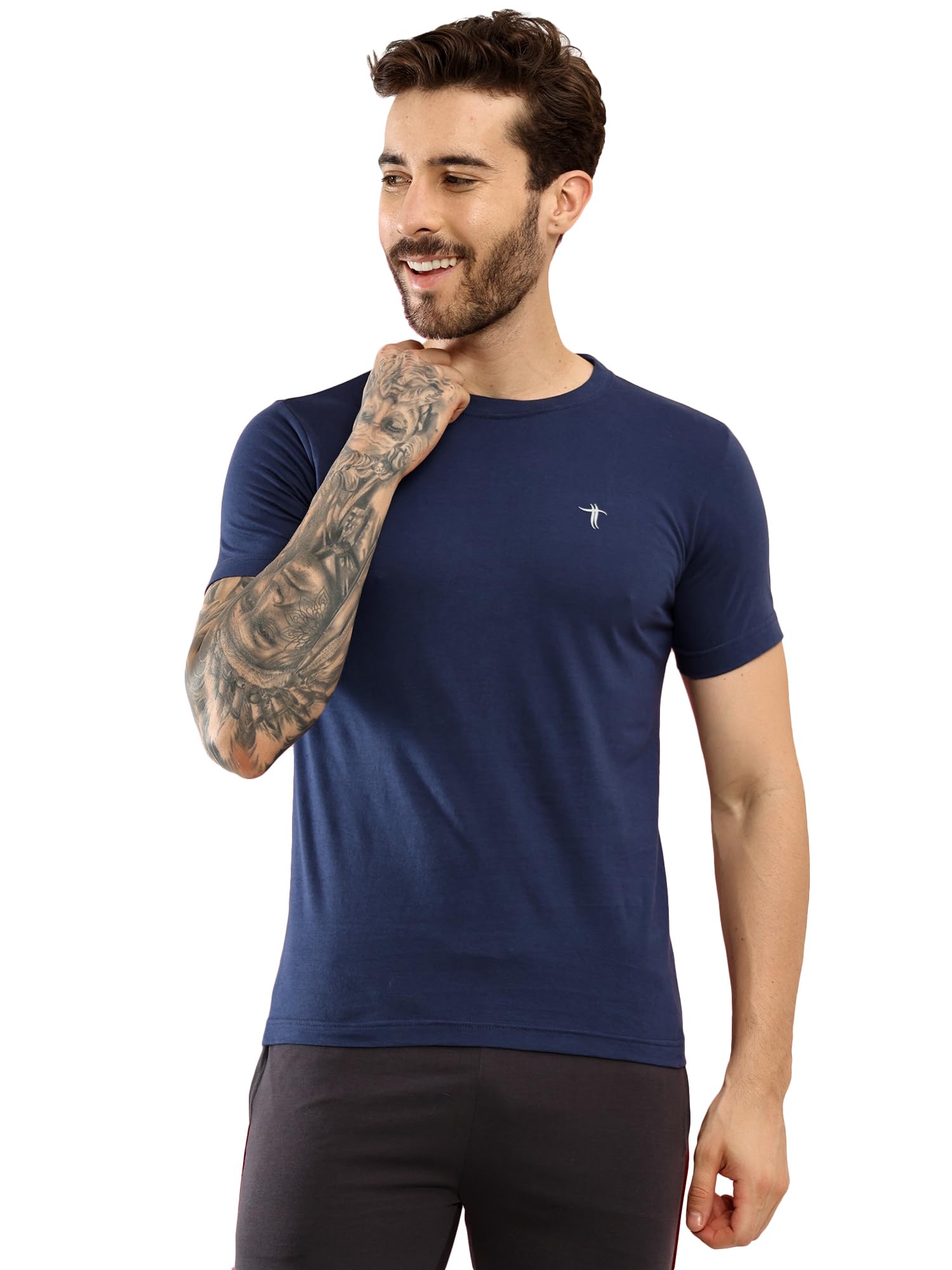 T.T.Men Slim Fit 100% Cotton Cool Round Neck Half Sleev Solid Tshirt