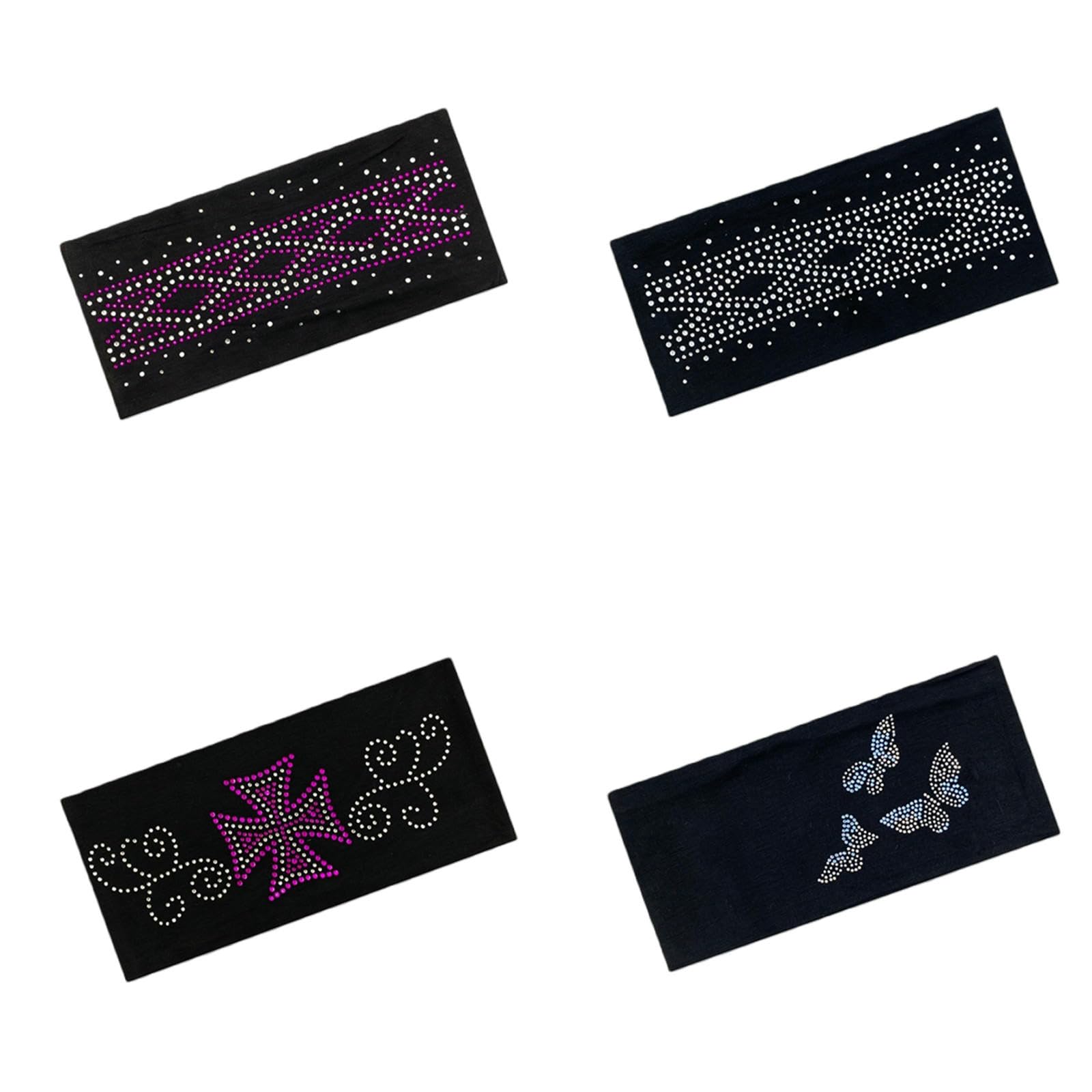 CYUCHENC wide headband 4 Pack Fashionable Perm Butterfly Rhinestone Sparkling Elastic Brim Women-3-four