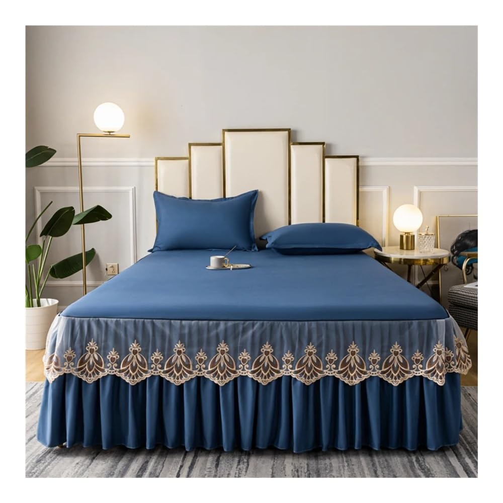1 mantovana giroletto in pizzo, per letto queen size, ricamata, alta qualità, king size, per letto singolo (senza federa) (Baoshilan, 150 x 200 cm, 1 pezzo)