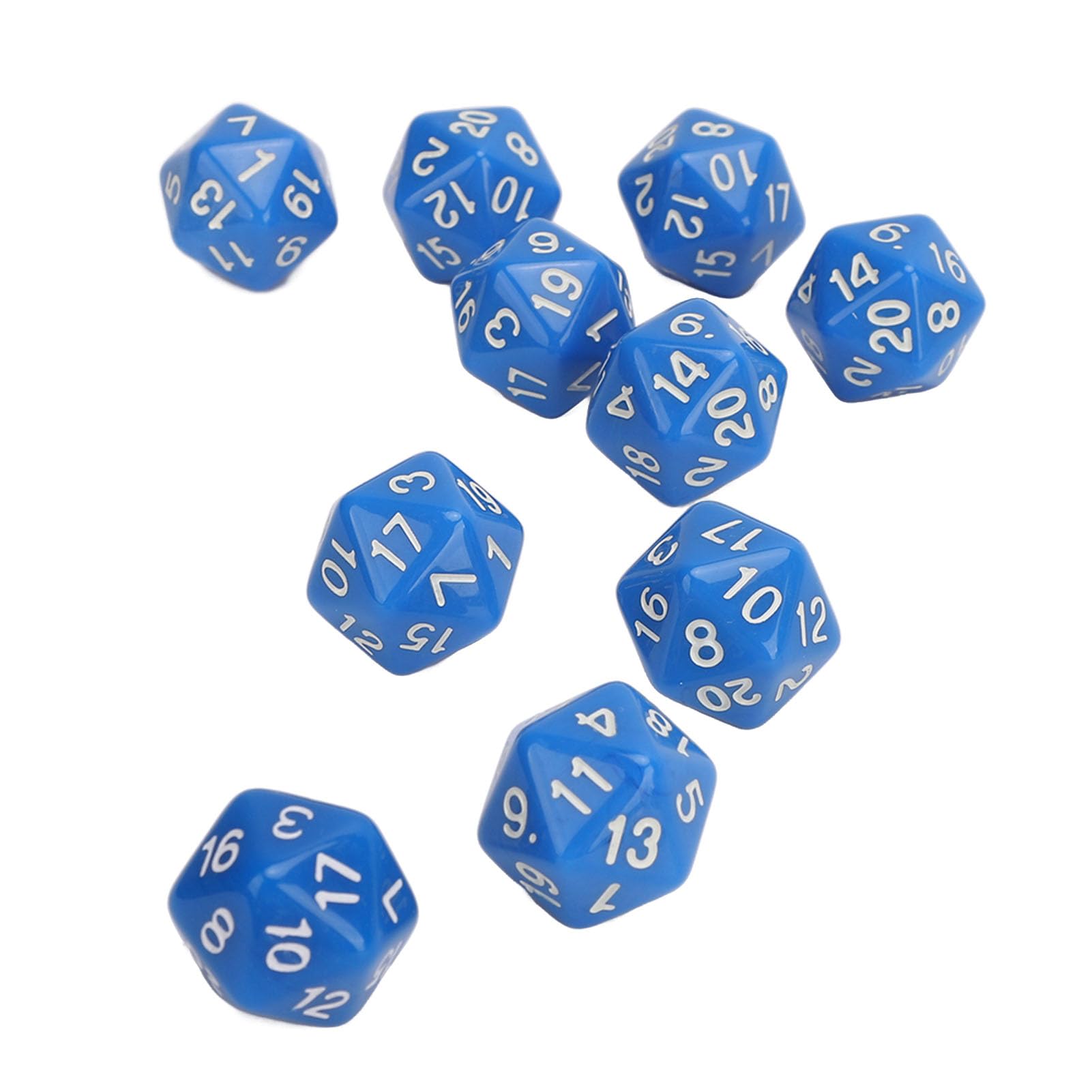 Zestaw Kości Wielościennych, 10 Sztuk 20-stronnych Kości ze Złotymi Liczbami do Gier Stołowych Dungeons and Dragons RPG (BLUE)