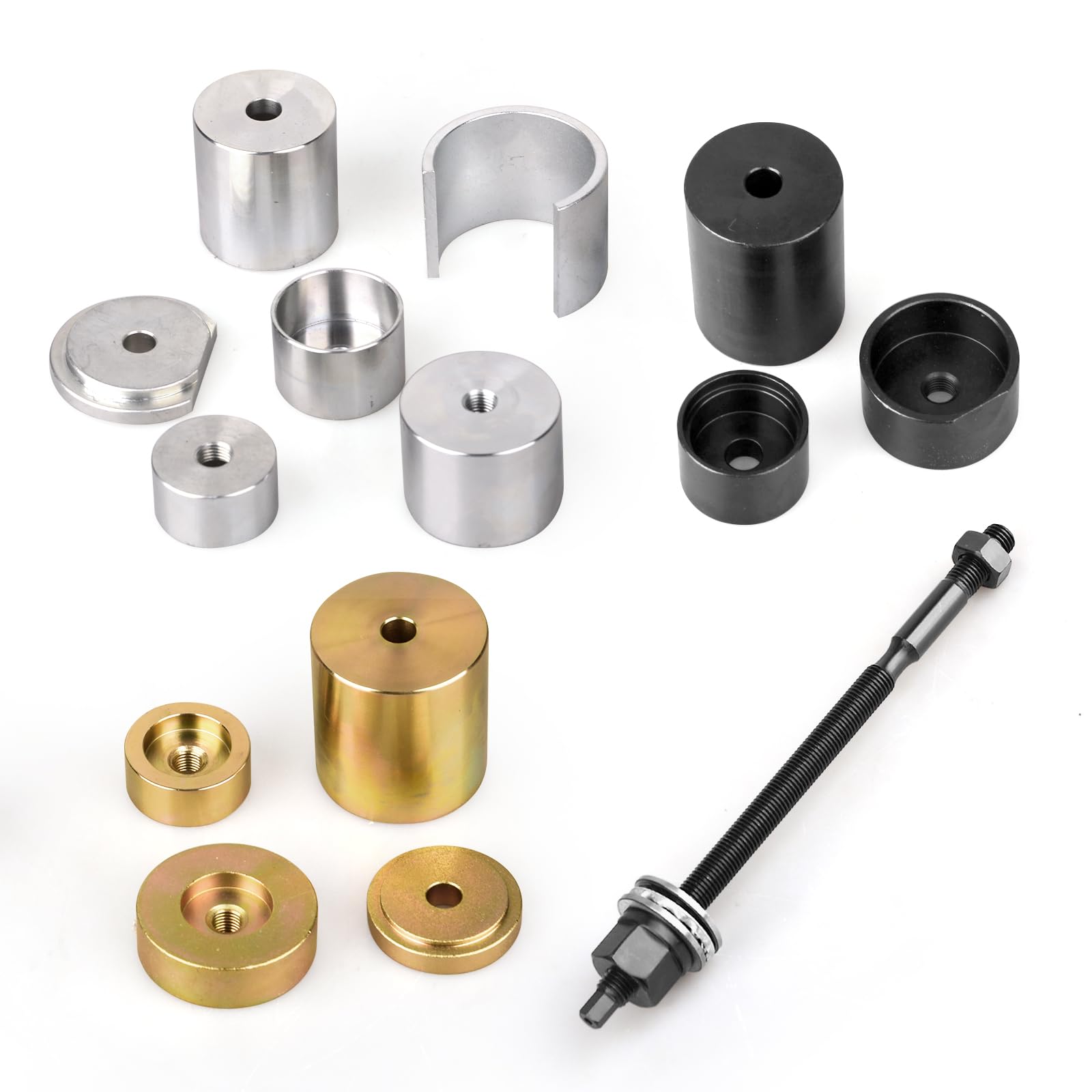 DAYUAN Juego de extractores de rodamientos silenciosos, exprimidor de bujes, rodamientos de tambor, articulación esférica, rodamientos compatibles con BMW Series 1, 3, 5, 6, 7, 8, Z4 Eje diferencial