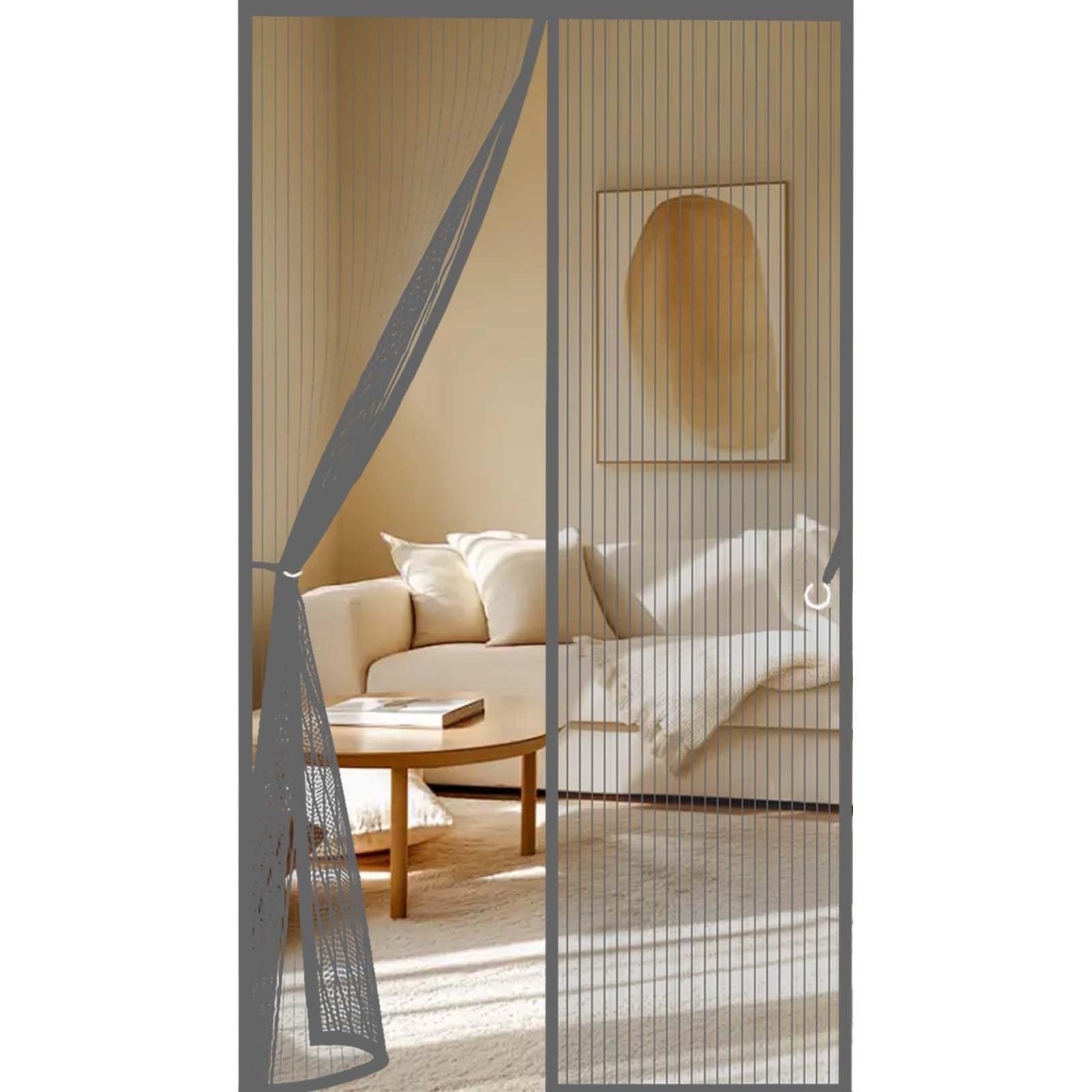 Feijdon Grey Heavy Duty Bug Mesh Curtain 124 X 192 Cm Durable, Keeps Bugs Out, Kid And Pet Friendly Fly Screen Door Mesh Screen Curtain Hundreds Of Sizes, Lets Fresh Air In,