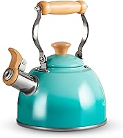 Vista 15 de ROCKURWOK - Tetera para estufa, tetera con mango ergonómico de tacto fresco, tetera de acero inoxidable de grado alimenticio, hervidor de té