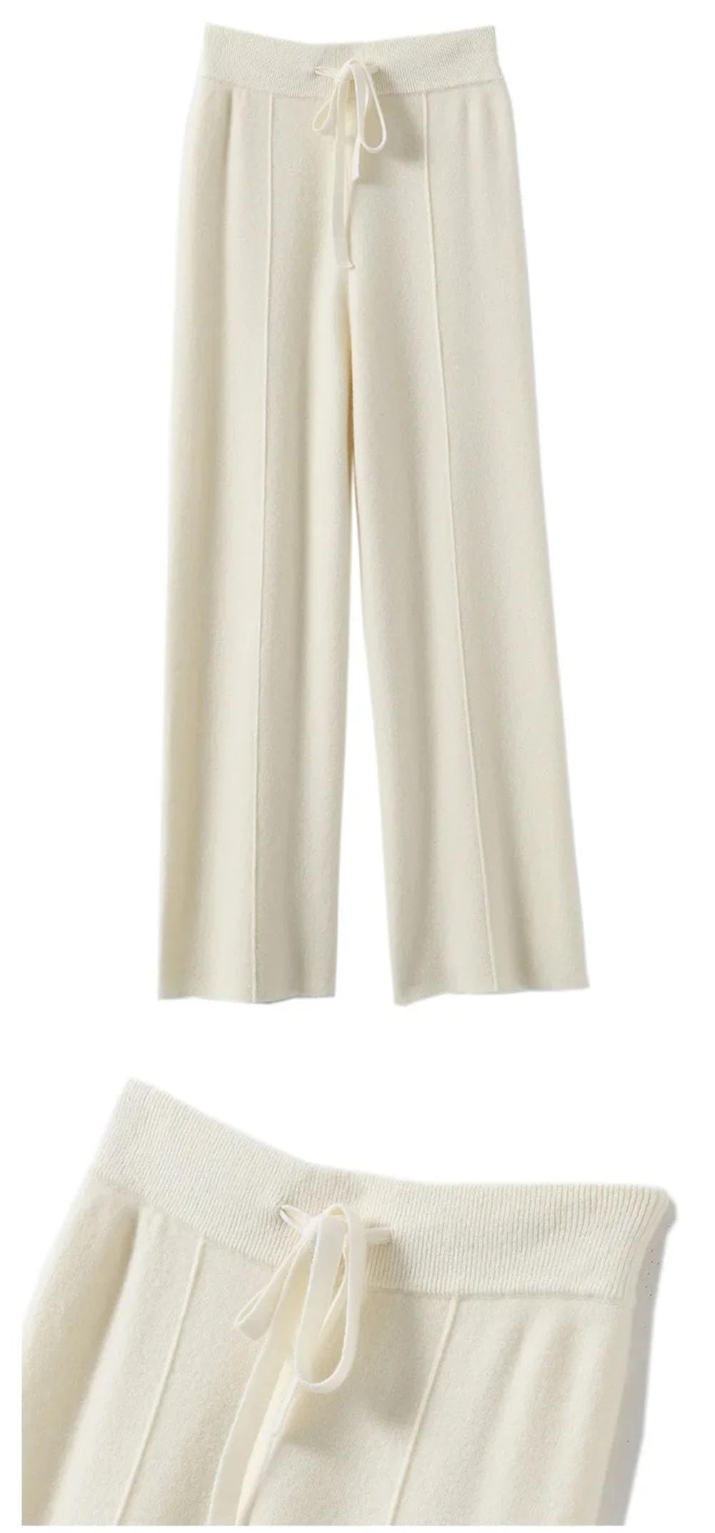 Pantaloni casual da donna in tinta unita lavorati a maglia pantaloni larghi caldi pantaloni ispessiti pantaloni larghi