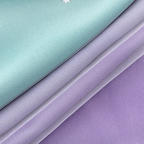 Image of Yancorp Kids Princess Curtains for Girls Bedroom - 63 Inches Long Star Curtain With Tieback & 3 Bowties (Purple Teal, W34*L63), 1 Panel
