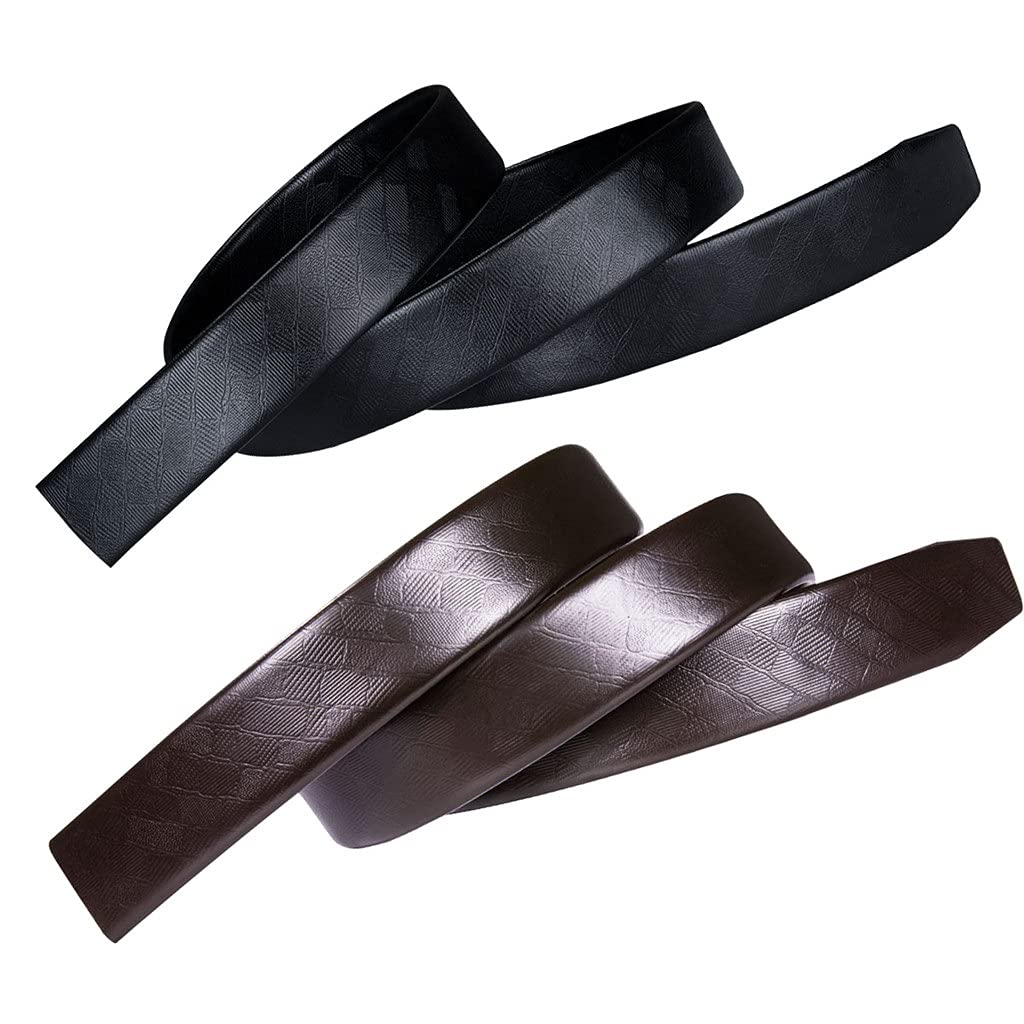 Cinturón de Cuero para Hombre, Paquete de 3, Hebilla Dorada y Plateada, con Relieve, Hebilla Deslizante automática, para Jeans, Caja de Regalo (Color: A, Talla: 110 cm) (A 115 cm)