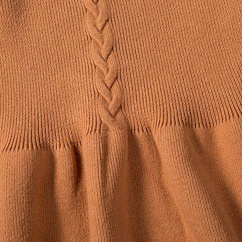 mlpeerw Toddler Baby Girl Knitted Dresses Kids Solid Ruffle Long Sleeve One Piece Dress Fall Winter Warm Sweater Outfits (Yellow,1-2T) - Thumbnail 7