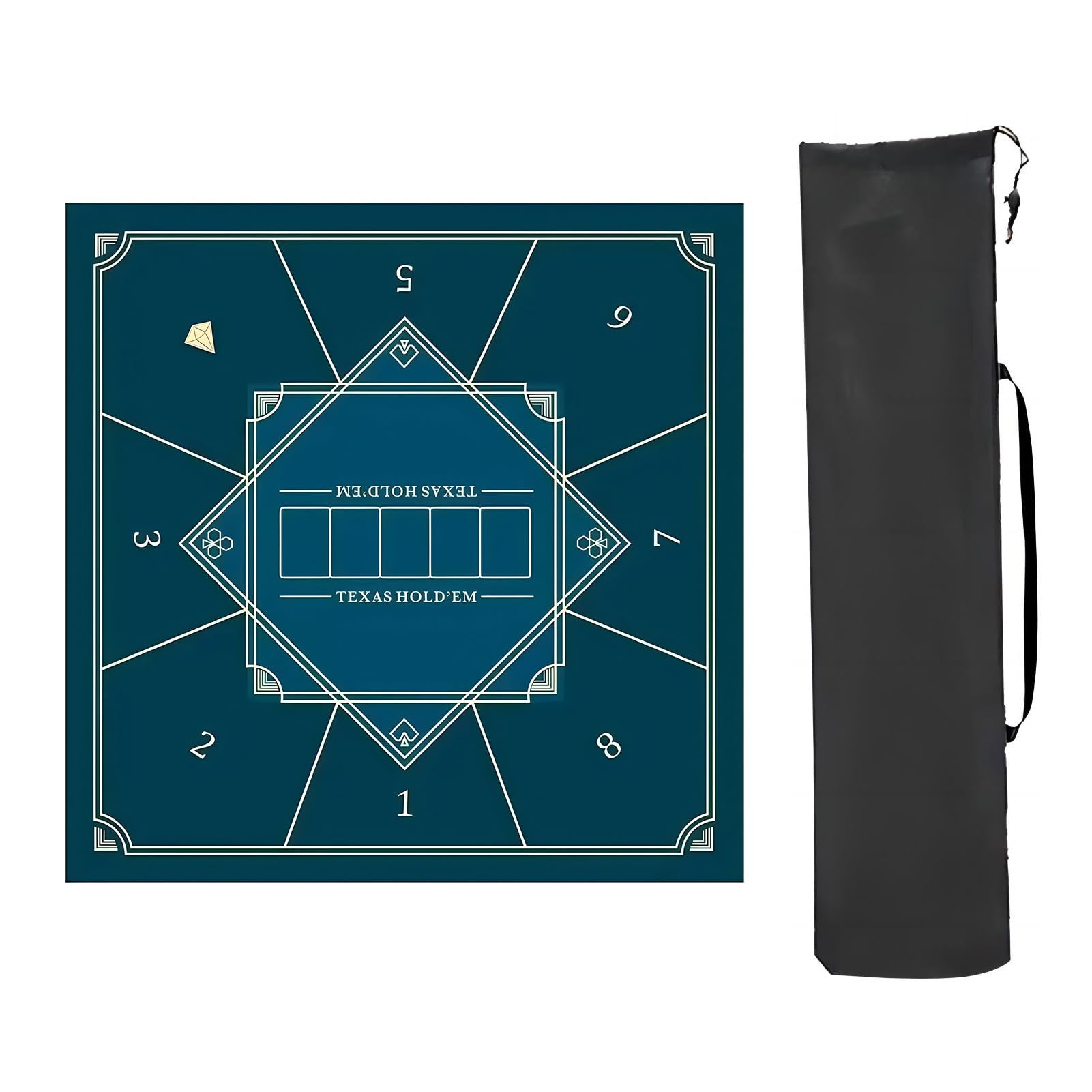Tischmatte for Mahjong, quadratische Mahjong-Tischmatte, Spieltischmatte mit Regeln(Blu,80x80cm(31.49x31.49in))