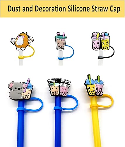 Miniatura 4 de Paquete de 6 fundas de silicona para popotes, fundas reutilizables para popotes, tapones de paja a prueba de polvo para pajitas de 0.315 a 0.315