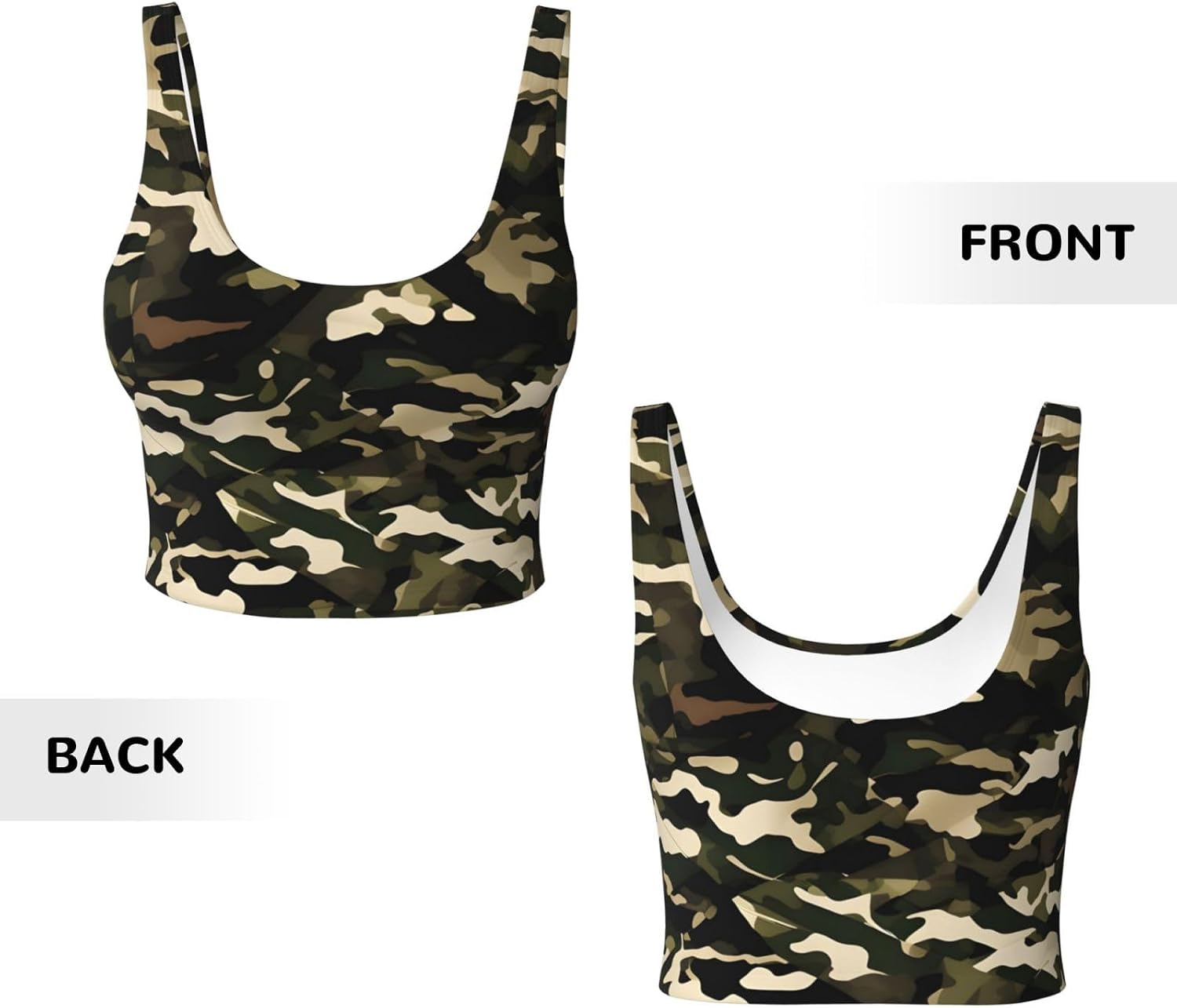 Camo Print Sports Bras For Women No Underwire Strappy Bra Top,Seamless Comfortable Yoga Bra