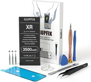 Battery for iPhone XR, 3500mAh High Capacity Li-Polymer Rechargeable Battery Replacement for iPhone XR with Full Remove Tool Kit and Adhesive
